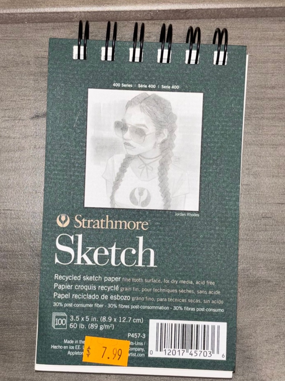 NWT “Strathmore” Recycled Sketch Paper Spiral notebook 50pages 60lb 3.5”x5”